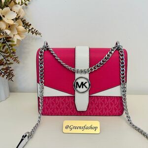 Michael Kors Purse Greenwich Small Signature Logo Crossbody Bag Dragonfruit